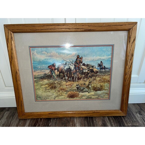 Charles Marion Russell Framed Print Indian Women Traveling 1897Old Town Original